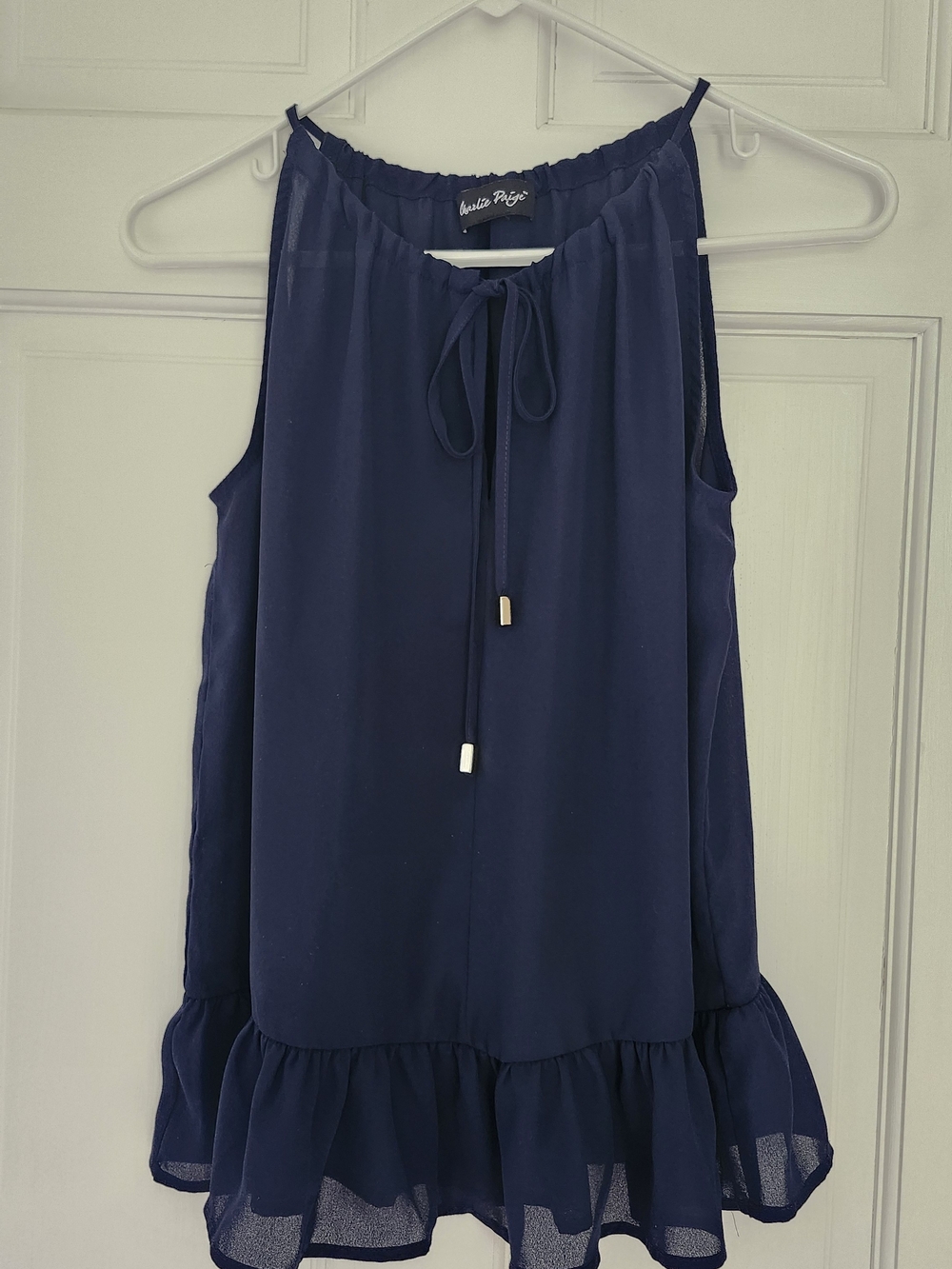 Charlie Paige Tie Neck Flowy Top